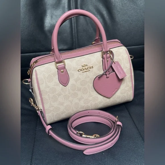 NWT Coach Rowan Satchel Bag In Signature Canvas With Heart Charm CDB21 - Picture 6 of 13